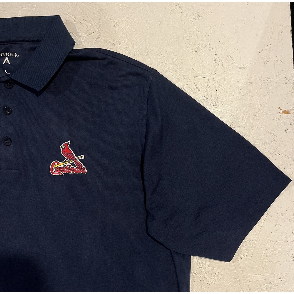Antigua St Louis Cardinals Polo Shirt Embroidered Mens Large‎ Blue MLB Baseball - Picture 5 of 9